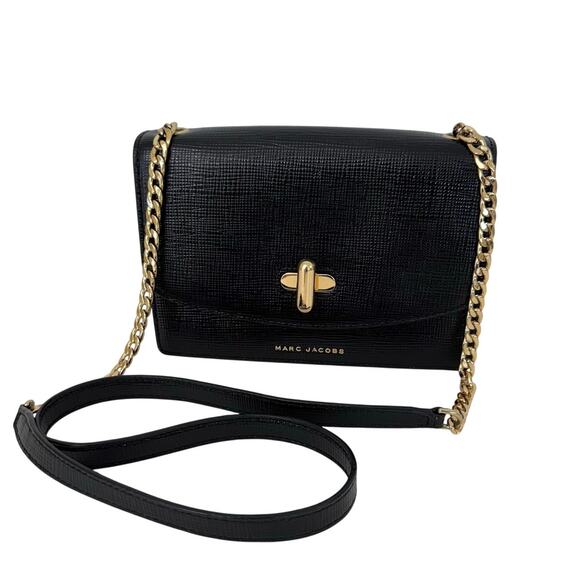 Marc Jacobs The Commuter Crossgrain Crossbody Bag in Black/Gold - Picture 1 of 15